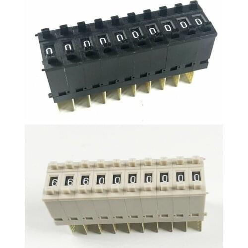 10PCS Pushwheel Switch Gray Decimal/BCD Code 0-9 Digital KM1(16X6MM)/KM2(22X8MM)/KM3(30X10MM) Plastic