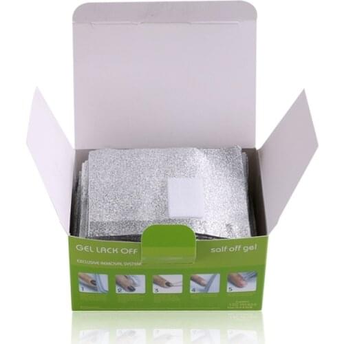 100Pcs/Box Aluminium Foil Nail Art Soak Off Acrylic Gel Polish Nail Removal Wraps Remover Makeup Tool