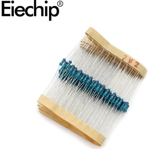 100pcs/lot 1/4W 1% Metal film resistor 0.25W resistance 2.2M Throught Hole