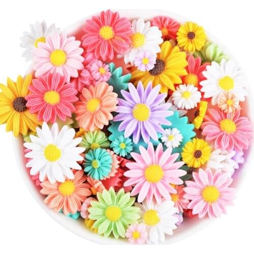 20-100 Pcs Mixing Resin Flowers Daisy Patches DIY Crafts Scrapbook Hair Accessories Brooch Hairpin Materials Embellishments