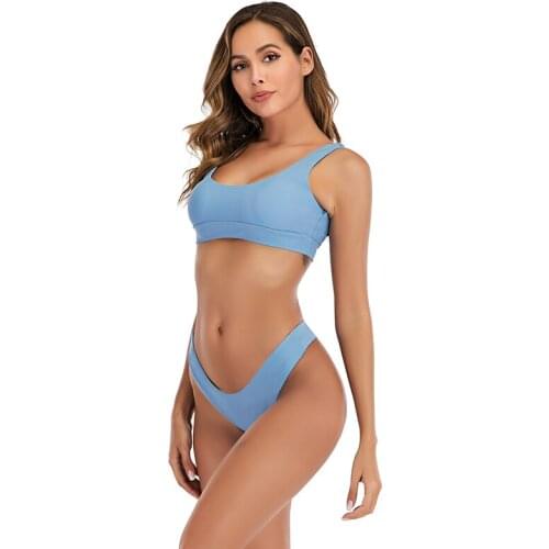 2021 Sexy Solid Swimsuit High Waist Women Bikini Push Up Swimwear Female Bikini Set Brazilian Bathing Suit Two Piece Swim Suit