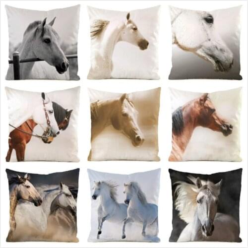 45cm*45cm **Horse** Inimitated Silk Fabric Throw Pillow Covers Couch Cushion Cover Home Decorative Pillows Pillow Case