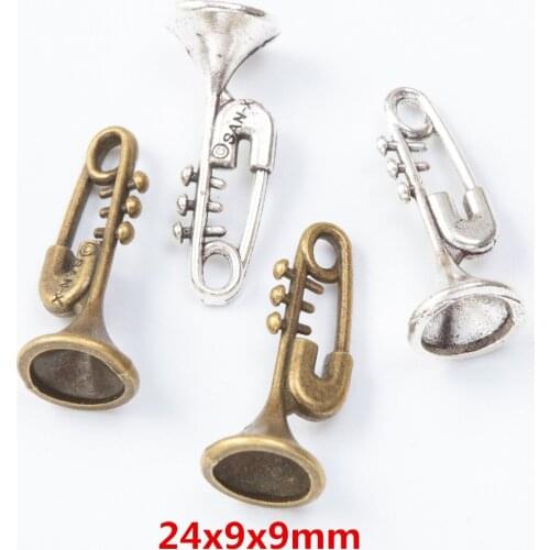 55 pieces of retro metal zinc alloy horn pendant for DIY handmade jewelry necklace making 7538