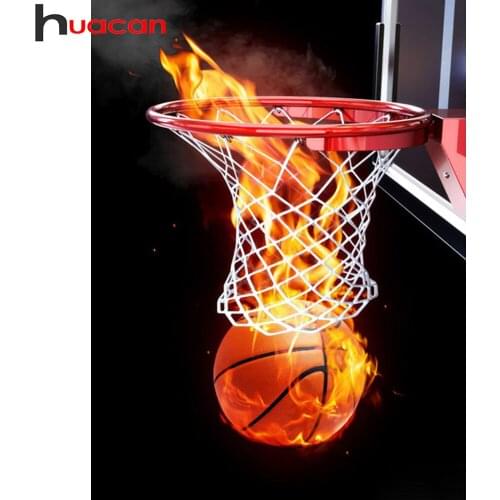 Huacan Diamond Art Painting Basketball Fire Mosaic Fantasy Ball Embroidery Cross Stitch Wall Stickers Crystal Gift