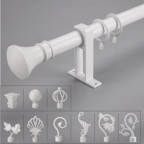 White Aluminum Alloy Curtain Rod Roman Pole For Home Office No Rust High Hardness Many Decorative Heads Black