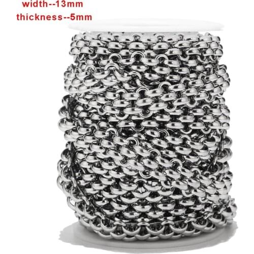 1meter 13mm Width Stainless Steel Handmade Link Chains DIY Circle Chain Necklace Jewelry Accessories For Men Women