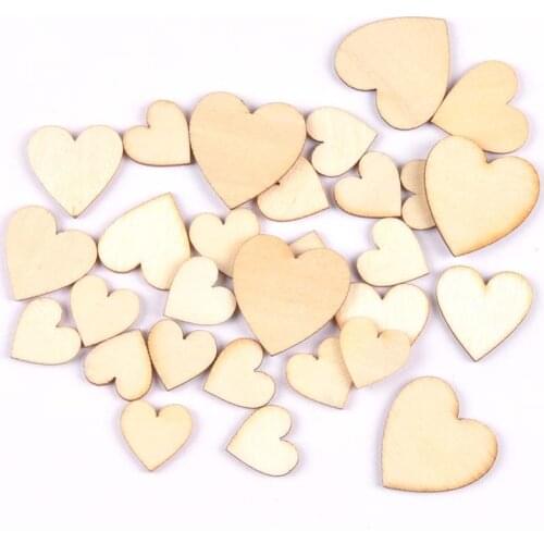 Wooden Heart mixed Cutout Discs For Arts Scrapbooking ornament Crafts DIY handicraft Decoration Wedding Decor 50pcs mt0588