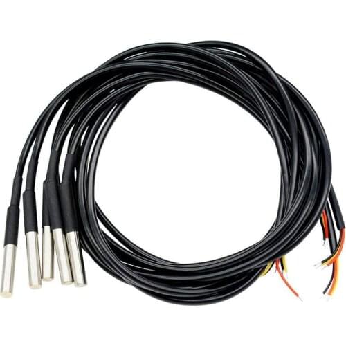 DS18B20 Waterproof Digital Temperature Sensor Thermistor Thermal Cable 5pcs Essential Accessories