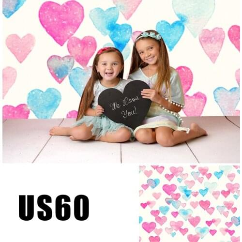 HUAYI Photography Backdrop Valentine Day Watercolor Love Hearts Photobooth Background Newborns Baby Child Studio Backdrops US-60
