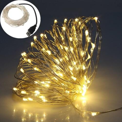 Fairy Lights USB Powered String Lights 100 Led Garland Christmas Lights for Party Wedding Festival Bedroom Table Room Decoration