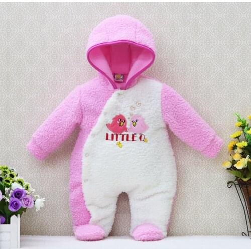 2021 newborn hoodie autumn and warm winter girls one piece romper long sleeve boys clothes coral fleece baby rompers