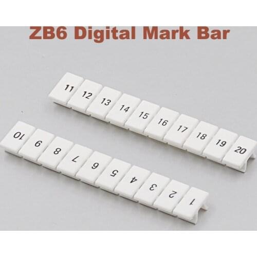10pcs ZB6 Digital marker strip Din Rail Terminal Block UK5N UDK4 UKK5 UK5-TWIN bornier Mark bar morsettiera terminals label ZB-6