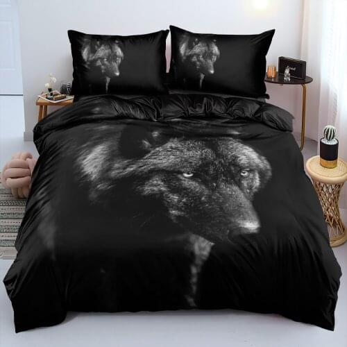 Duvet Cover Sets Animal Wolves King,Queen,Full Digital Printing Comforter Covers 3pcs Bed Linen Bedding Set Black 150x200cm Size