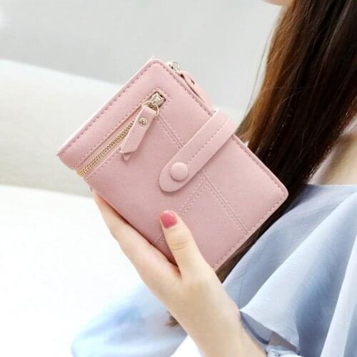 Women Short Wallets Mini Money Purses Small Fold Female Coin Purse Card Holder Money Purses Fold PU Leather Female Coin Bag