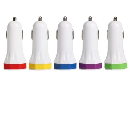 Colorful 5 Colors Gossip Octagon Octagonal Style 2usb 5V 2.1A 1A Car Charge Adapter Factory Wholesale for Callphone 100pcs/lot