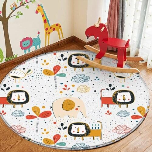 Top Selling Cartoon Lion Elephant Pattern Art Soft Childrens Flannel Anti-slip Carpet Childrens Room Living/Bedroom Decor Rug