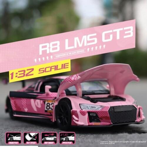 1:32 scale diecast sport car audis R8 LMS Bentleying Continental GT3 aapes metal model with light sound pull back vehicle toy