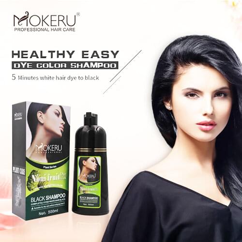 Mokeru 3pcs/Lot Organic Natural Fast Hair Dye Only 5 Minutes Noni Plant Black Hair Dye Shampoo For Women Cover Gray White Hair