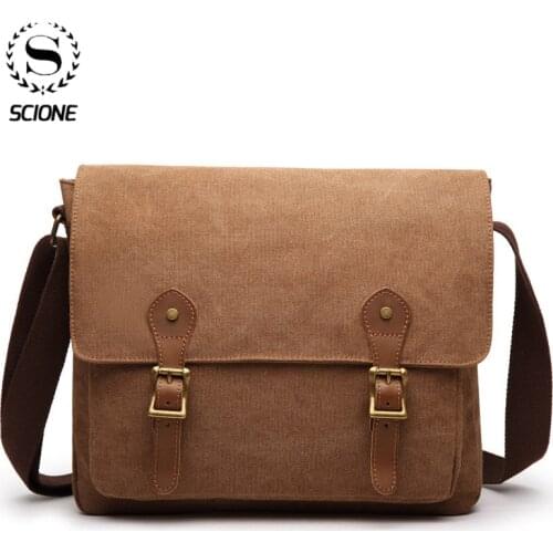 SCIONE Canvas Crossbody Bags For Men Retro Man Shoulder Messenger Bags 2020 Fashion Casual Men Shoulder Bag