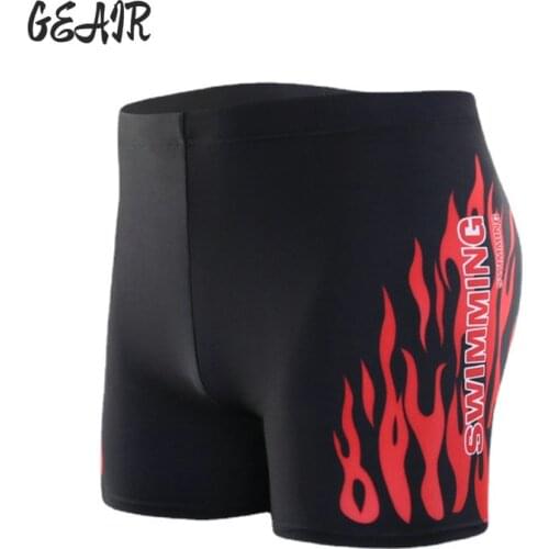 Men Swimwear Flat-angle Swimming Trunks Mens High-waisted Swimming Trunks Plus Size Beach Shorts Flame Printed Gym Shorts Men