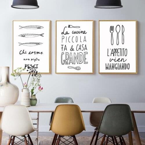 Nordic Black White letter wall art Canvas Painting Prints Breakfast tagline Posters for Living Room dining room Morden Decor