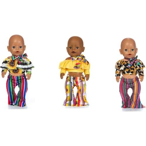 New Fashion striped Doll Clothes Fit 17 inch 43cm Doll Clothes Born Baby Doll Clothes Suit For Baby Birthday Festival Gift