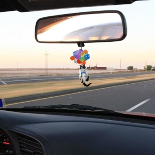 New Dog Cat Car Hanging Ornament With Colorful Balloon Ornament Car Rearview Mirror Pendant Home Room Decoration Dropshipping