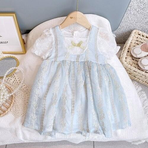 Girl Clothes Kids Dresses for 2021 Summer Lolita Style Girls Children Embroidery Princess Dress Girl Clothes Ball Gown 2-7Y