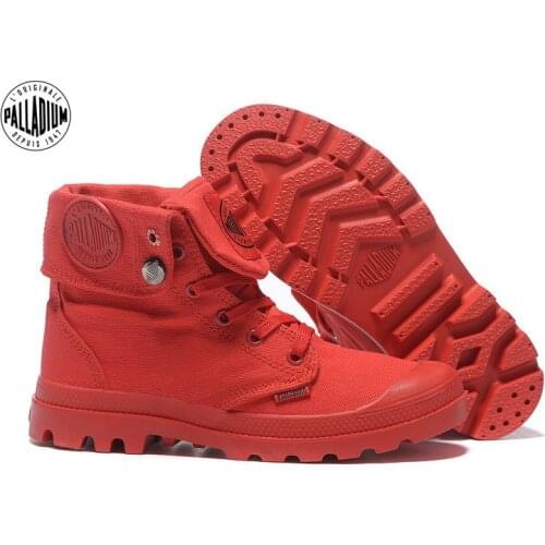 PALLADIUM Pallabrouse All Red Sneakers Men High-top Military Ankle Boots Canvas Casual Shoes Men Women Walking Shoes Size 35-45