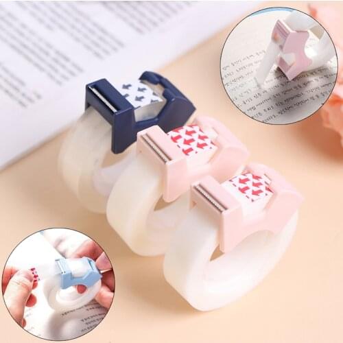 2pcs Clear Adhesive Tape With Tape Cutting Tool Writable Invisible Correction Tape School Stationery Protable Tape Dispenser