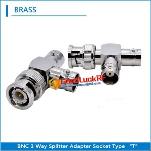1X Pcs BNC 3 Way Splitter Adapter Socket Type T BNC Male To 2 Dual BNC Female Nickel RF Video Coaxial Connector for CCTV Camera