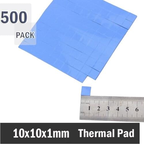 Gdstime 500pcs/lots Thermal Pad 10 x 10 x 1mm Blue CPU VGA GPU Heatsink Cooling Silicone thermal pad