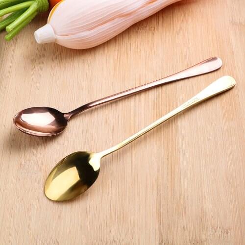 HILIFE Tableware Spoon Ice Coffee Spoon Stainless Steel Home Kitchen Long Handle Spoon 19.5 CM
