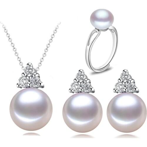Wedding Freshwater Pearl Jewelry Sets Women,Natural Pearl Jewelry 925 Sterling Silver Jewelry Girlfriend Mom Birthday Best Gift