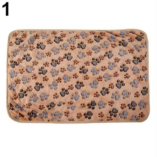 Warm Pet Mat Cat Dog Puppy Paw Bone Printed Soft Fleece Blanket Bed Cushion