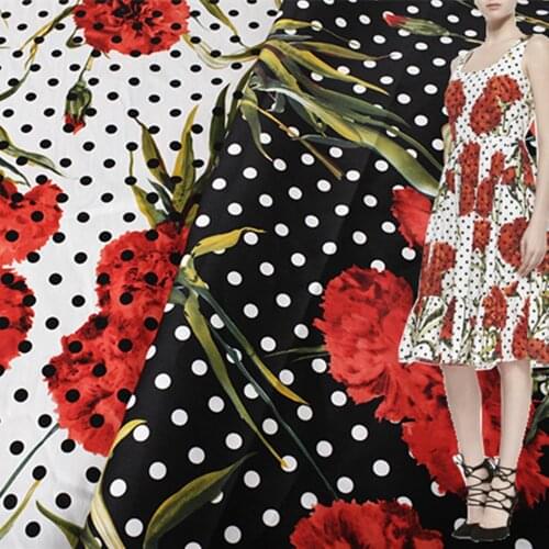 Carnation wave point patterns vintage fabric Retro style fabric Calico Printed cotton fabric for DIY Bag 1 order=50cm*140cm