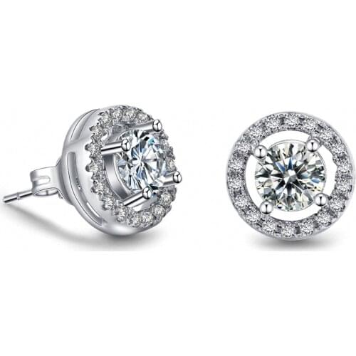 TRACYSWING New Sales AAA Zirconia Micro Inlays White Gold Color Round Stud Earrings For Women Top Quality Wholesale TWE836