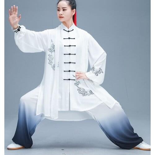 Unisex top quality 3pcs/set Summer taijiquan uniforms tai chi suits wushu kung fu martial arts clothing suit white