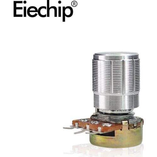 WH148 Linear Taper Potentiometer alloy Silver Knob kit,15mm Shaft 3 Pin B1K B2K B5K B10K B20K B50K B100K B250K B500K B1M