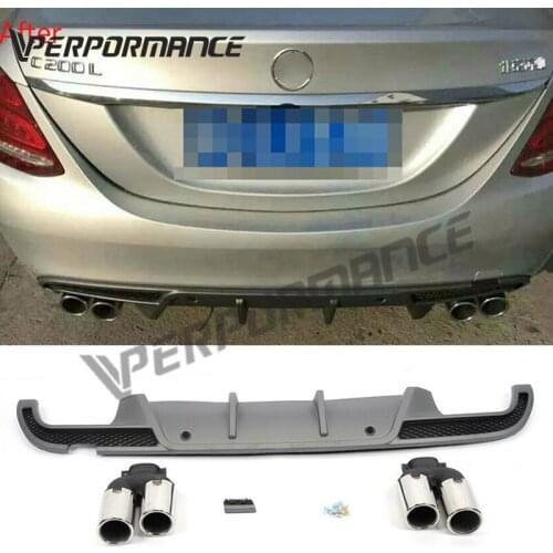 C class W205 rear diffuserfor C63 C250 C260 C200L Sport facelift to B style Rear diffuser with exhaust tips 2014~2016 year