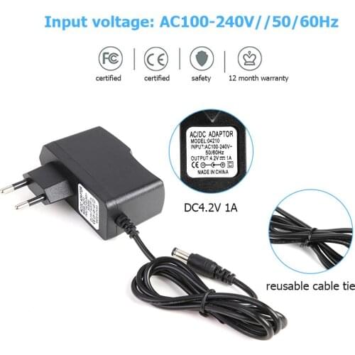 4.2V 1A 18650 Lithium Battery Charger DC5.5mm Plug Power Adapter AC 100-240V Charger US EU Plug