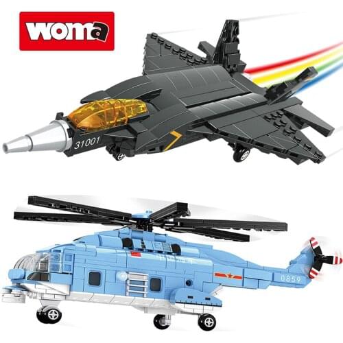 WOMA TOYS Compatible major brands bricks Cheap promotional military air force helicopter model building blocks toys for Kids