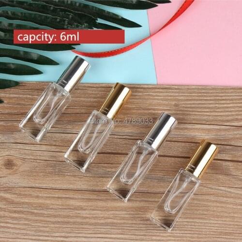 10/30pcs Top Grade 6ml Square Mini Perfume Bottle Glass Empty Bottle Cosmetics Bottled Toner Spray Bottle Free Shipping