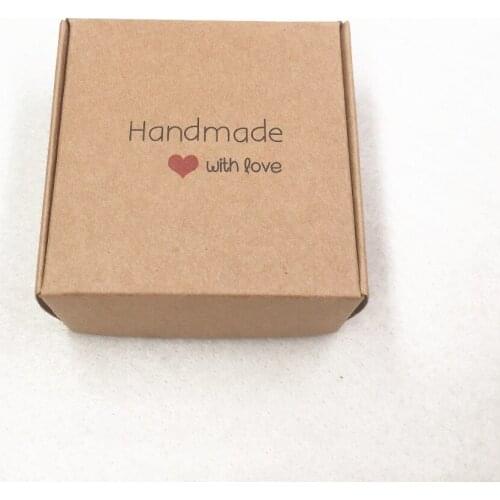 12 pcs 65*65*30mm Kraft Aircraft Handmade with love Packing Gift Box Jewelry/Cake/Handicraft/Candy/Handmade Soap Paper Boxes
