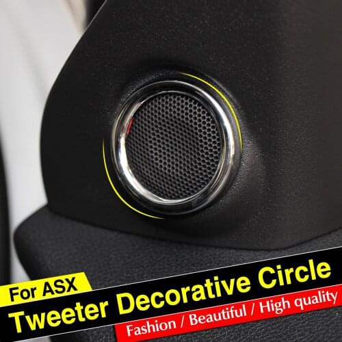 2psc/set ABS chrome trim audio ring car stickers door speaker decoration circle cover For Mitsubishi ASX 2011-2014 auto parts