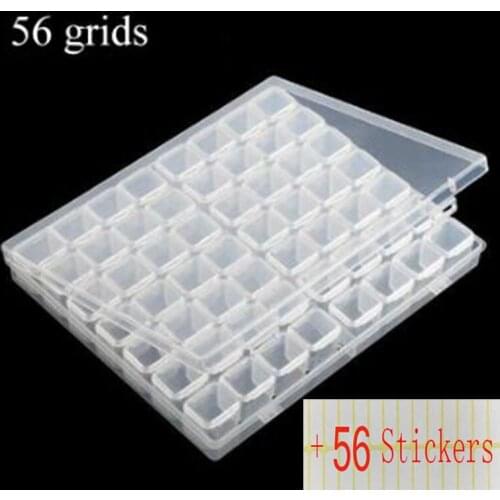 4/56/112 Slots Grids Storage Sticker Box Tool Diamond Painting Embroidery Accessories Bead Organizer Storage Case Container