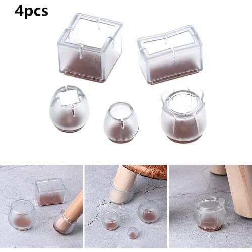 4Pcs Chair Leg Caps Assorted Round Square Rectangle Silicone Floor Protector Furniture Table Feet Cover Anti-slip Furniture Mute
