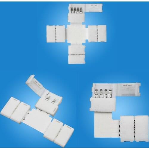 5pc 5050 10mm L Shape Connector RGB LED Strip Adapter 90 Degree Corner Connector 4-Pin welding-free connector light with adapter