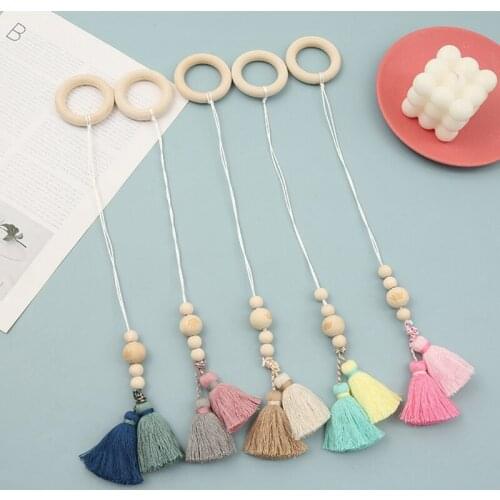 5 Pcs/Set Baby Gym Frame Pendant Knitting Wool Tassel Wooden Ring Teether Rattle Infants Newborn Teething Nursing Molar G99C