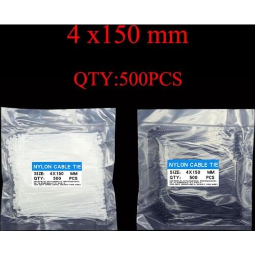 500PCS 4x150mm Self-locking Nylon Cable Ties cable tie Assorted multicolor Plastic Zip Tie Loop Wire Wrap Zip Ties white black